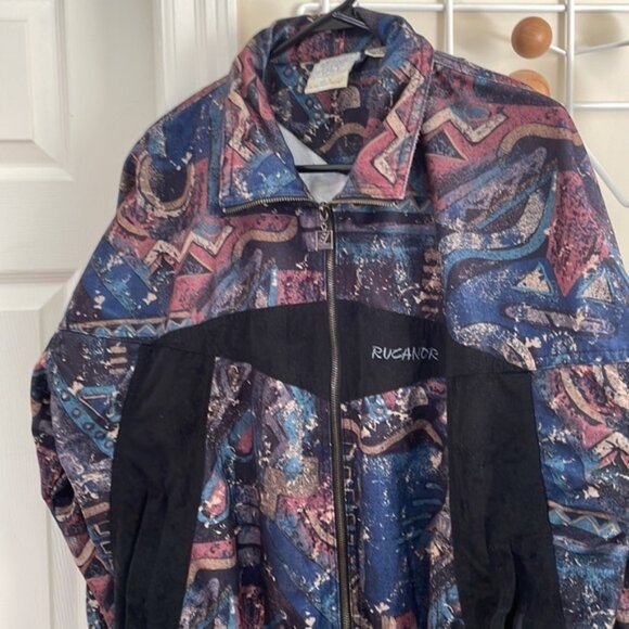 RUCANOR - Vintage 80s Windbreaker - Multi-Colour Pattern - Size 5 - Picture 3 of 13
